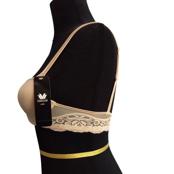 Wacoal 32A Petite Bra Underwire Beige Lace Accent Adjustable Straps New - Picture 2 of 8